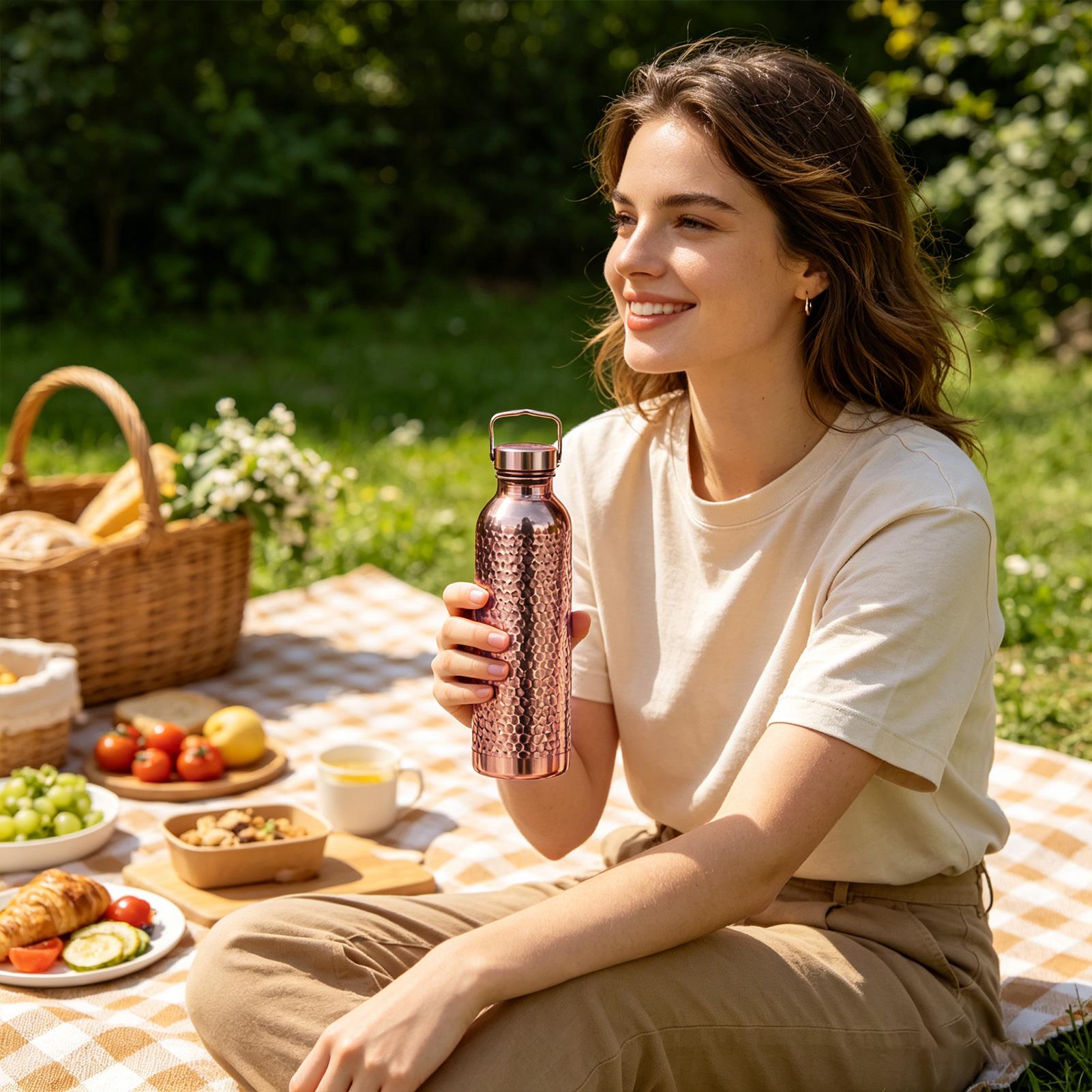 Pure Copper Water Bottle 800ml - Outdoor Hunting Kitchen ulasan dan harga