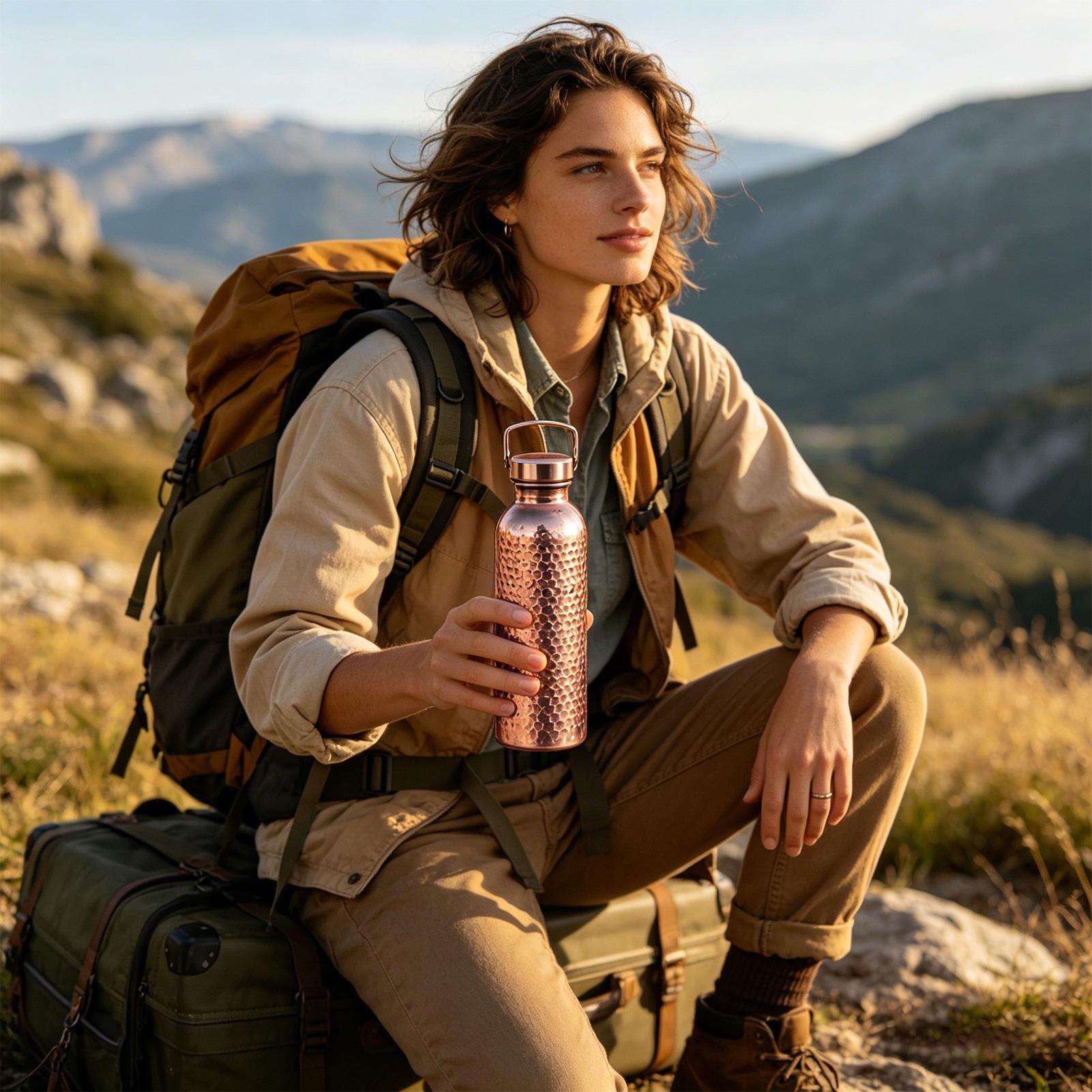 Pure Copper Water Bottle 800ml - Outdoor Hunting Kitchen ulasan dan harga