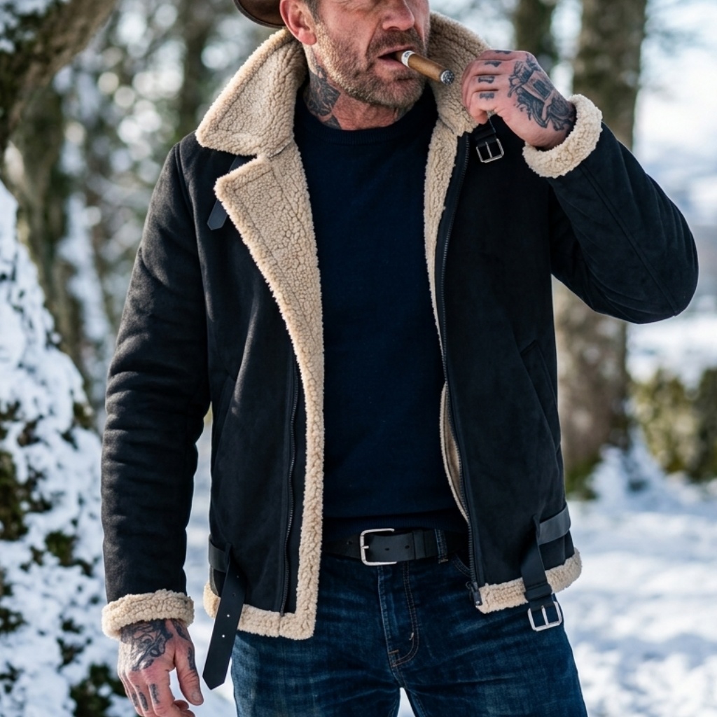 Men Winter Faux Suede Jacket F - Outdoor Hunting Fleece ulasan dan harga